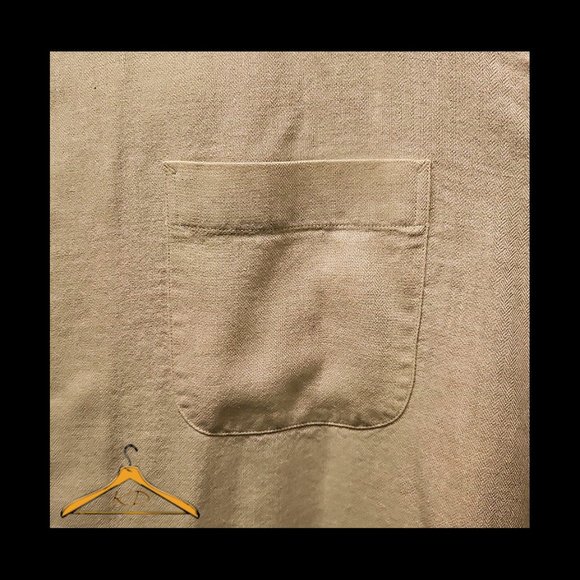 Daniel Cremieux Camp Shirt - XL, Linen/Tencel Blend, Tan-Beige Short Sleeves - Picture 5 of 8